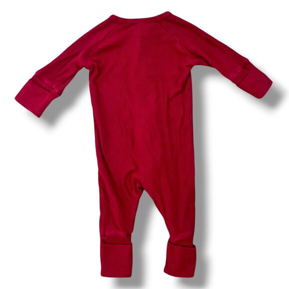 Brave Little Ones Red Ribbed Zip Convertible Bamboo Romper Size Newborn - Picture 2 of 4